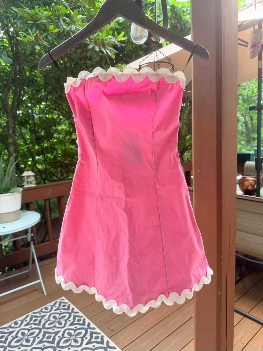 Savors Pink Strapless Mini Dress with White Trim